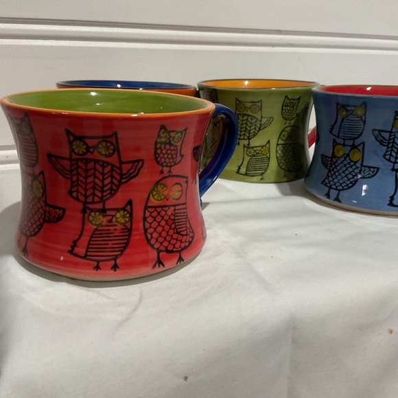 Pier 1 multi coloured owl stackable mugs set of 4 - Picture 2 of 10